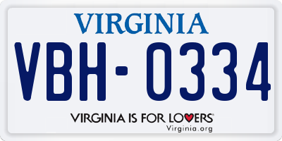 VA license plate VBH0334