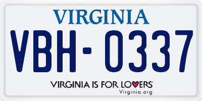 VA license plate VBH0337