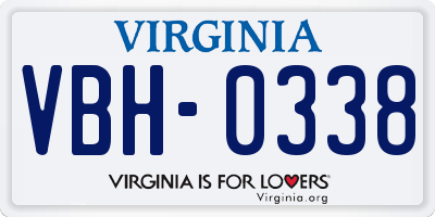VA license plate VBH0338