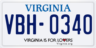 VA license plate VBH0340