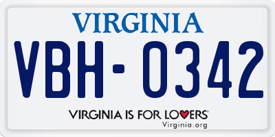 VA license plate VBH0342