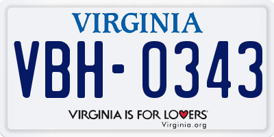 VA license plate VBH0343