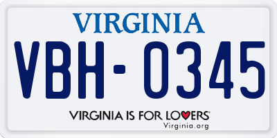 VA license plate VBH0345
