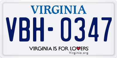 VA license plate VBH0347
