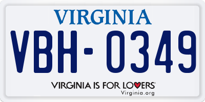 VA license plate VBH0349