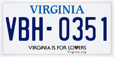 VA license plate VBH0351