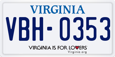 VA license plate VBH0353