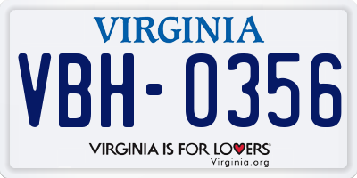 VA license plate VBH0356