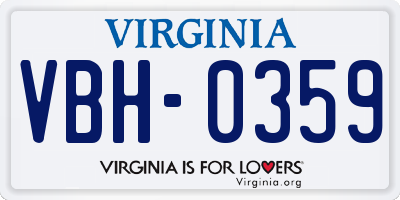VA license plate VBH0359