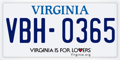 VA license plate VBH0365
