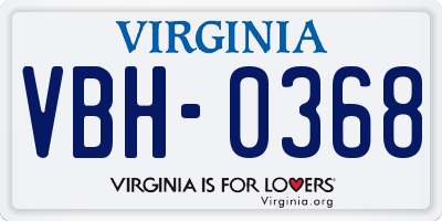 VA license plate VBH0368