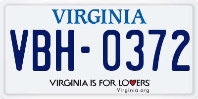 VA license plate VBH0372