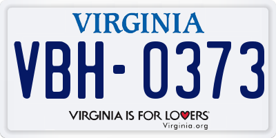 VA license plate VBH0373