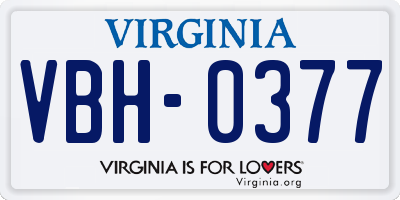 VA license plate VBH0377