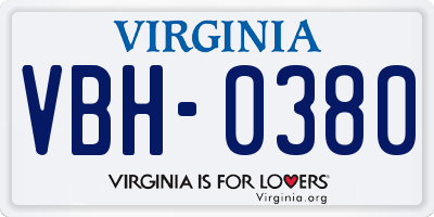 VA license plate VBH0380