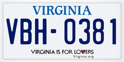 VA license plate VBH0381