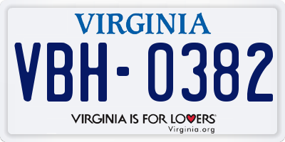 VA license plate VBH0382