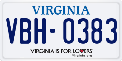 VA license plate VBH0383