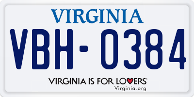 VA license plate VBH0384