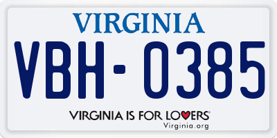 VA license plate VBH0385