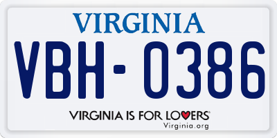 VA license plate VBH0386