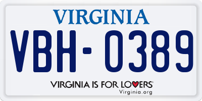 VA license plate VBH0389