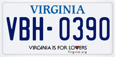 VA license plate VBH0390