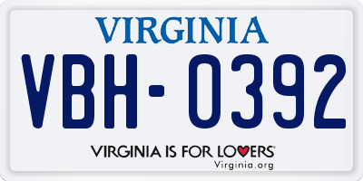 VA license plate VBH0392
