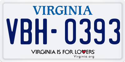 VA license plate VBH0393