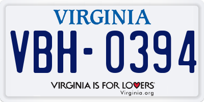 VA license plate VBH0394