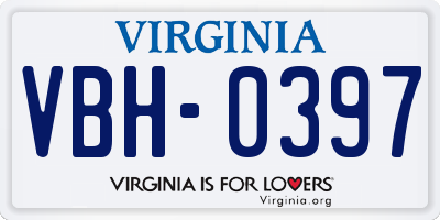 VA license plate VBH0397