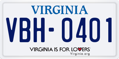 VA license plate VBH0401