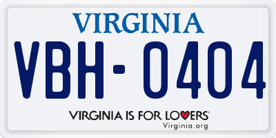 VA license plate VBH0404