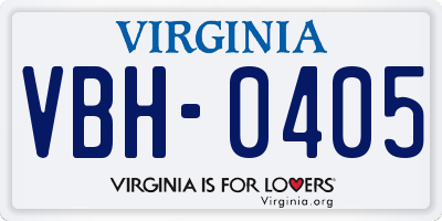 VA license plate VBH0405
