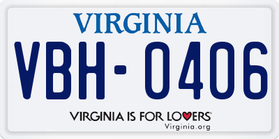 VA license plate VBH0406