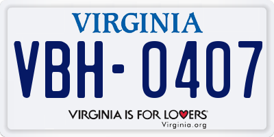 VA license plate VBH0407