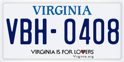 VA license plate VBH0408