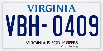 VA license plate VBH0409