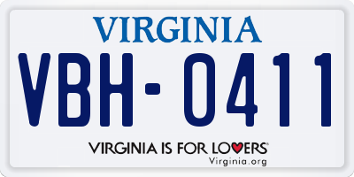 VA license plate VBH0411