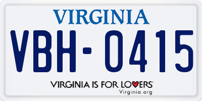 VA license plate VBH0415