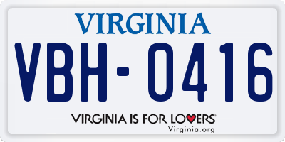 VA license plate VBH0416
