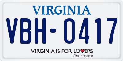 VA license plate VBH0417