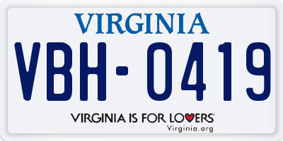 VA license plate VBH0419