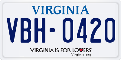 VA license plate VBH0420