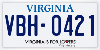 VA license plate VBH0421