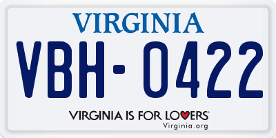 VA license plate VBH0422