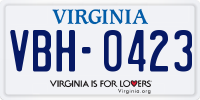 VA license plate VBH0423