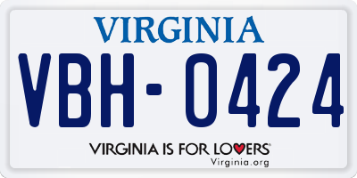 VA license plate VBH0424