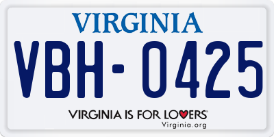VA license plate VBH0425