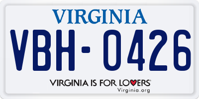 VA license plate VBH0426